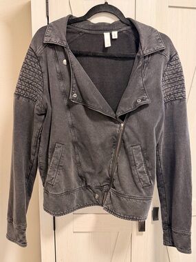 BP Women's Washed Grey/Black Soft Stretch Moto Jacket